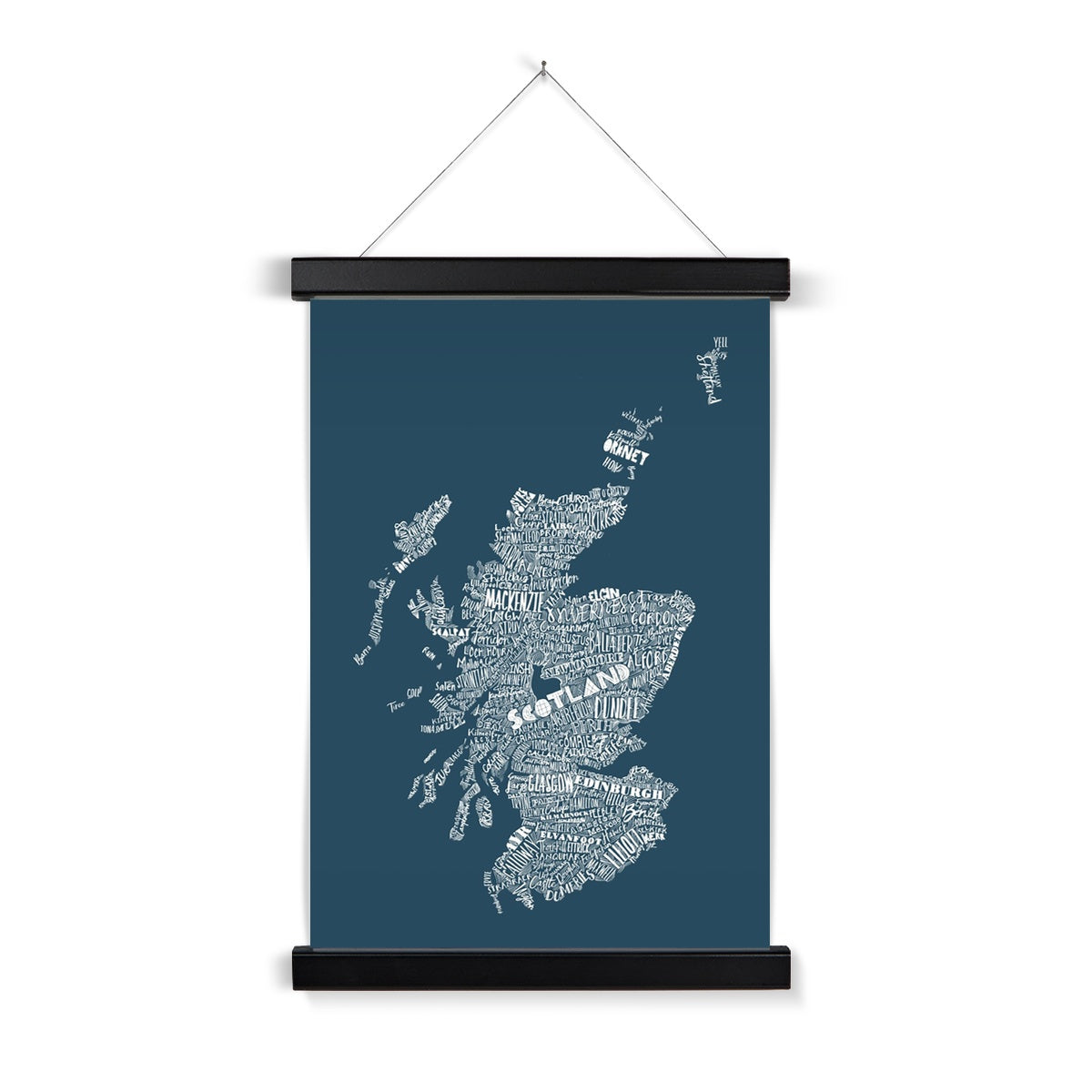 Mapped Out Petrol Blue Fine Art Print with Hanger