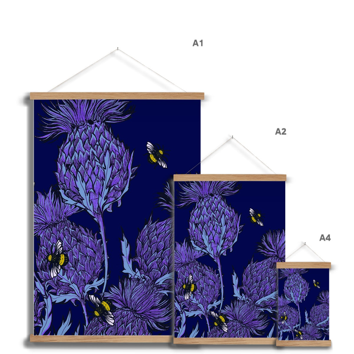 Midnight Thistle Fine Art Print with Hanger