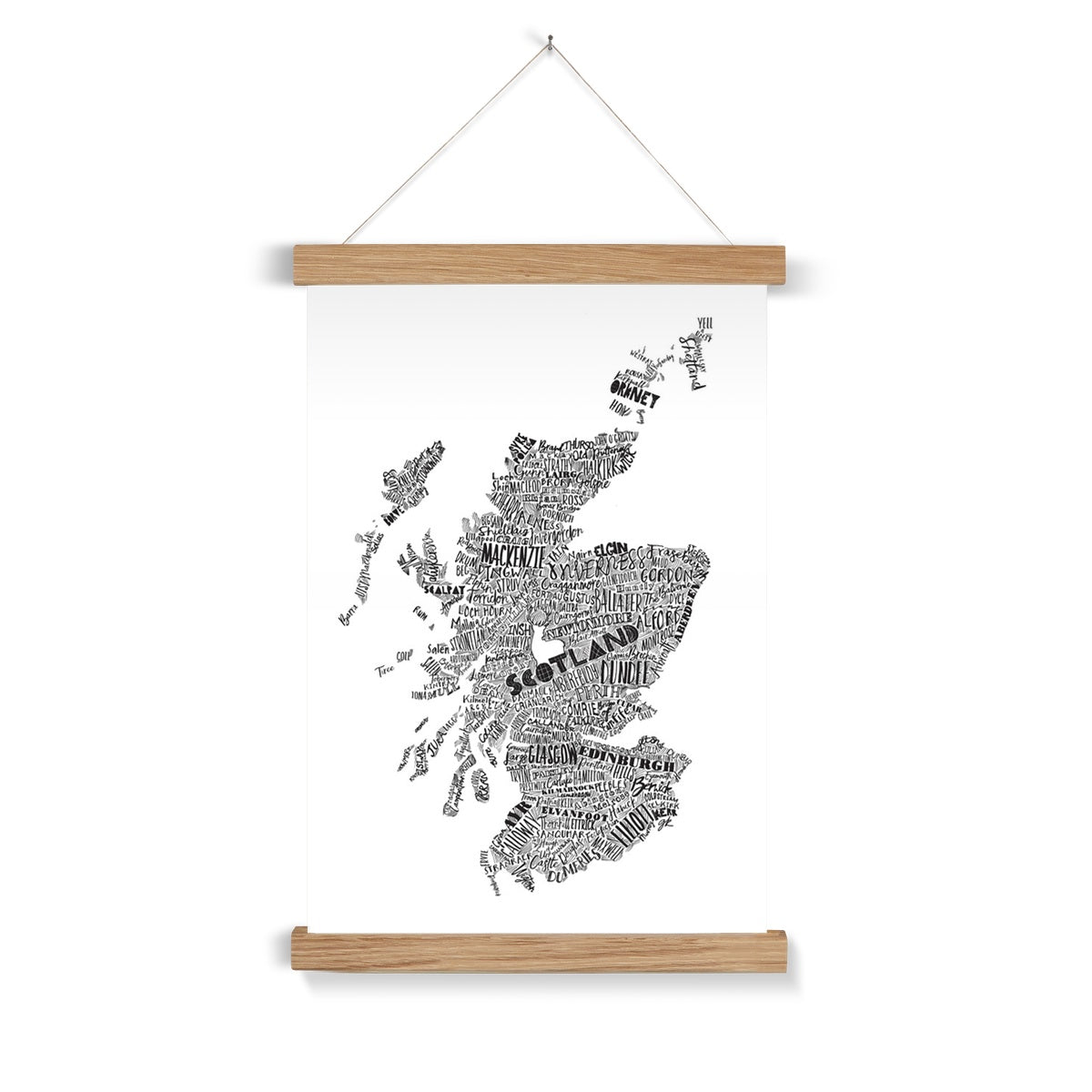 Mapped Out Monochrome Fine Art Print with Hanger
