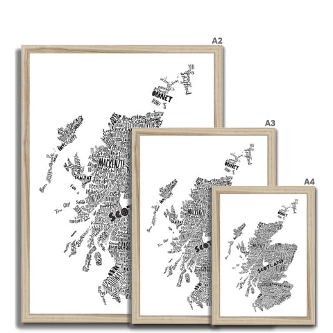 Mapped Out Monochrome Framed Print