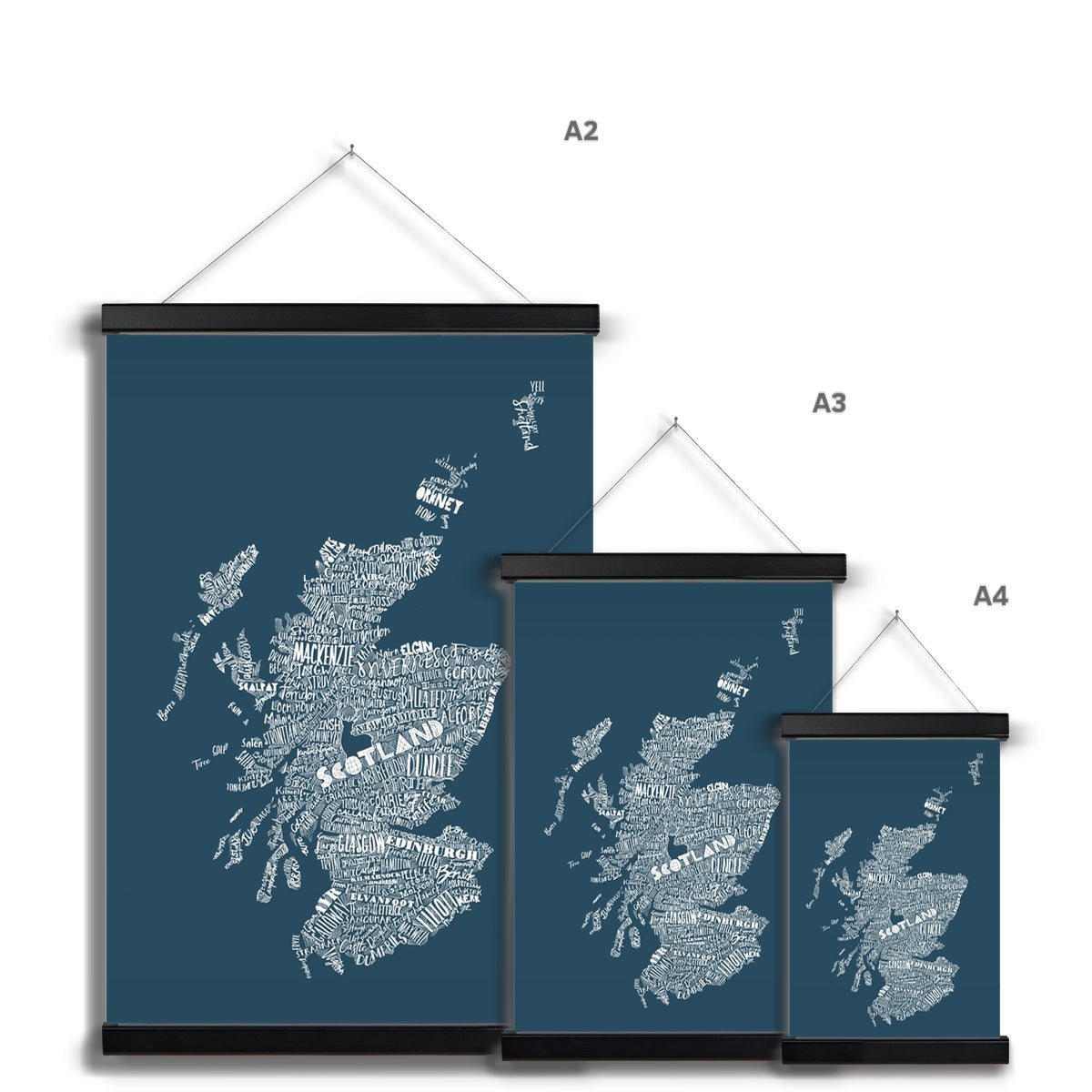 Mapped Out Petrol Blue Fine Art Print with Hanger