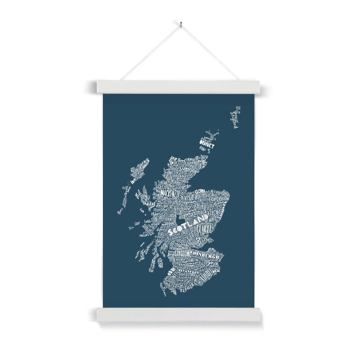 Mapped Out Petrol Blue Fine Art Print with Hanger