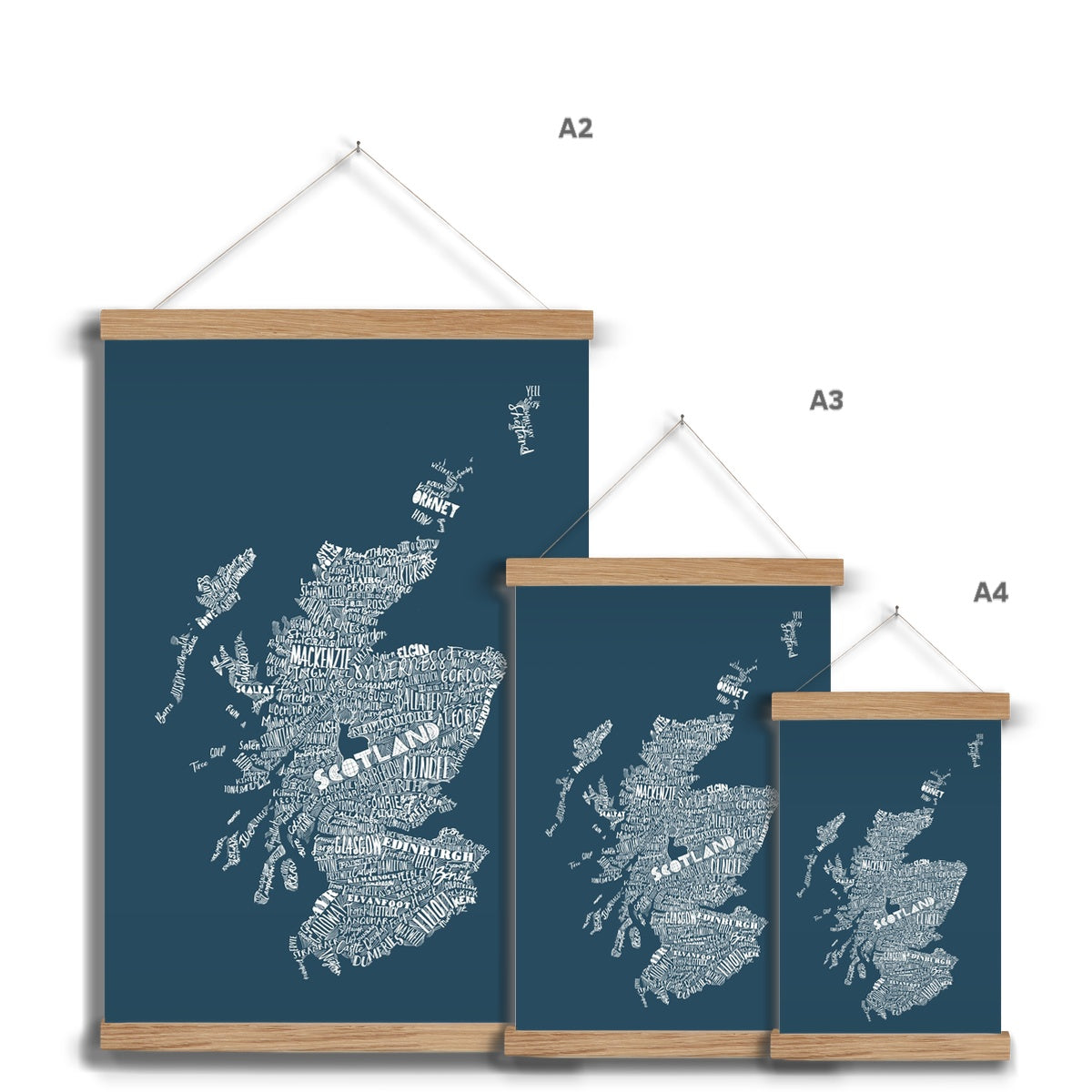 Mapped Out Petrol Blue Fine Art Print with Hanger