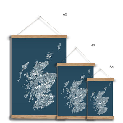 Mapped Out Petrol Blue Fine Art Print with Hanger