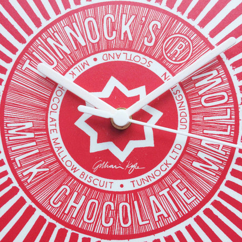 gillian-kyle-scottish-wall-clocks-tunnocks-teacake-wrapper-wall-clock-detail