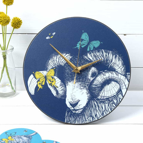 ram-butterflies-bees-clock-gillian-kyle