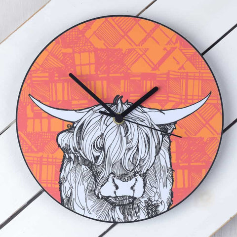 tartan-animals-highland-cow-scottish-map-clock-charcoal-gilliankyle-2