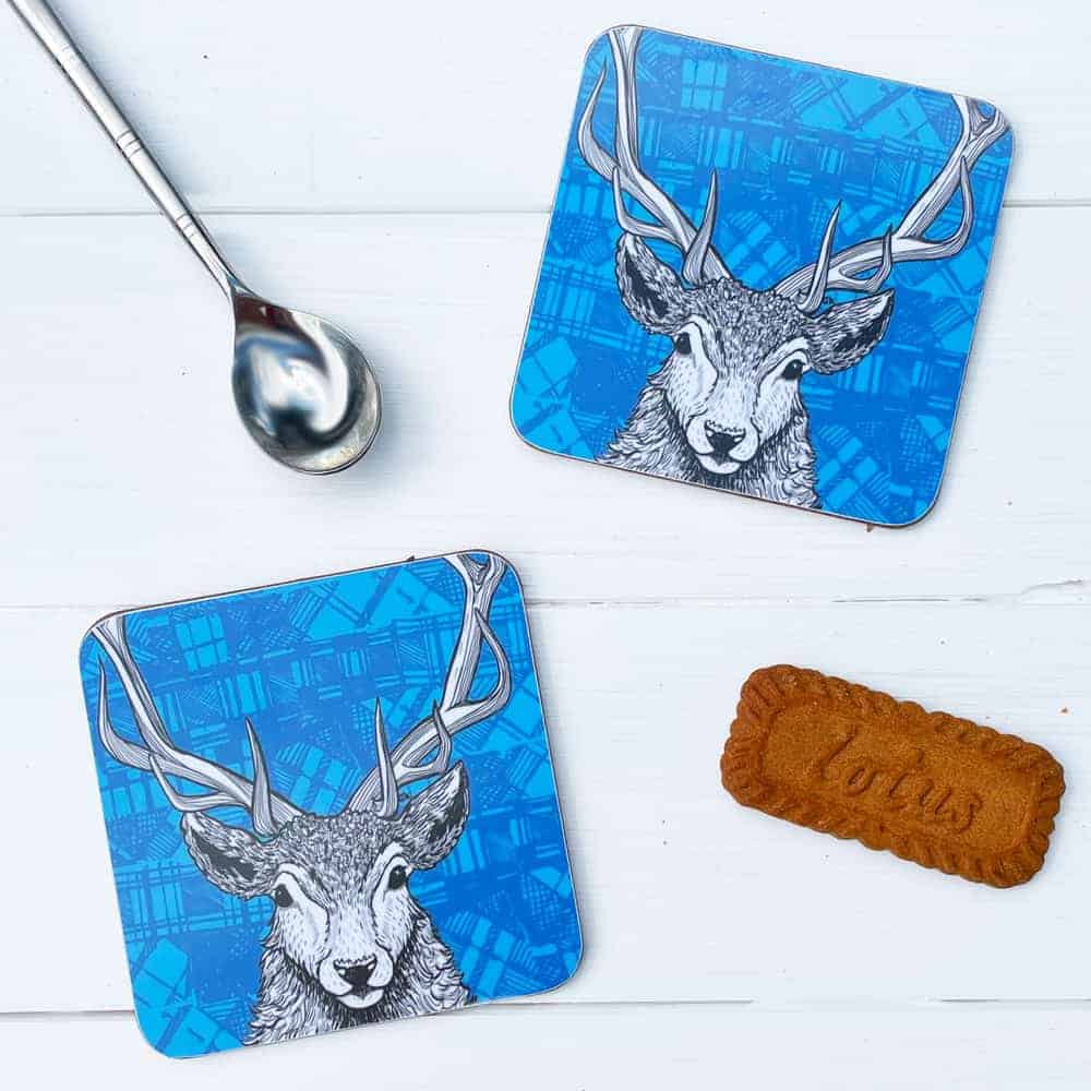 tartan-animals-stag-coasters-gilliankyle
