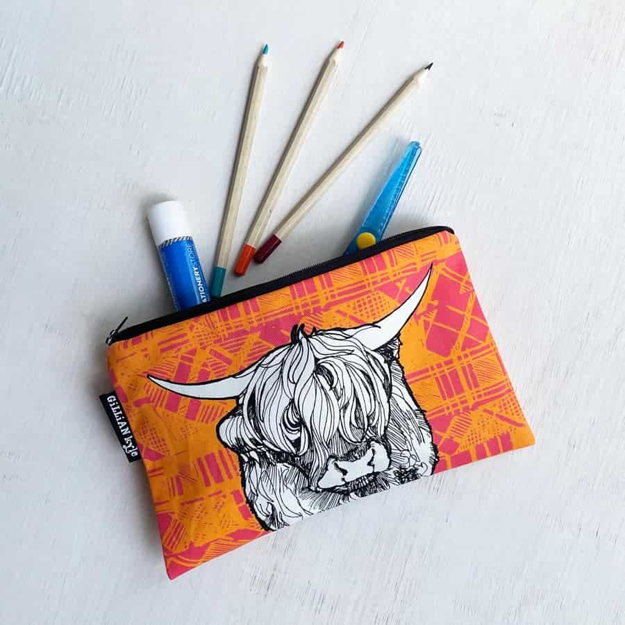 tartan-highland-cow-pouch-pencil-case-2