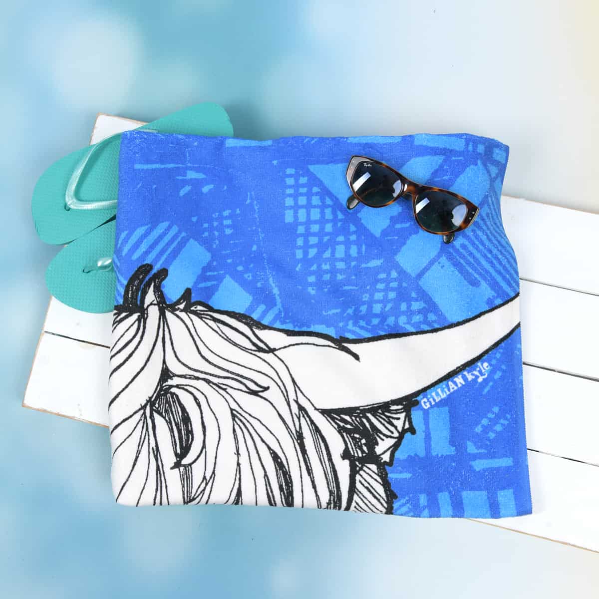 tartan-highland-cow-scottish-beach-towel-gillian-kyle-2