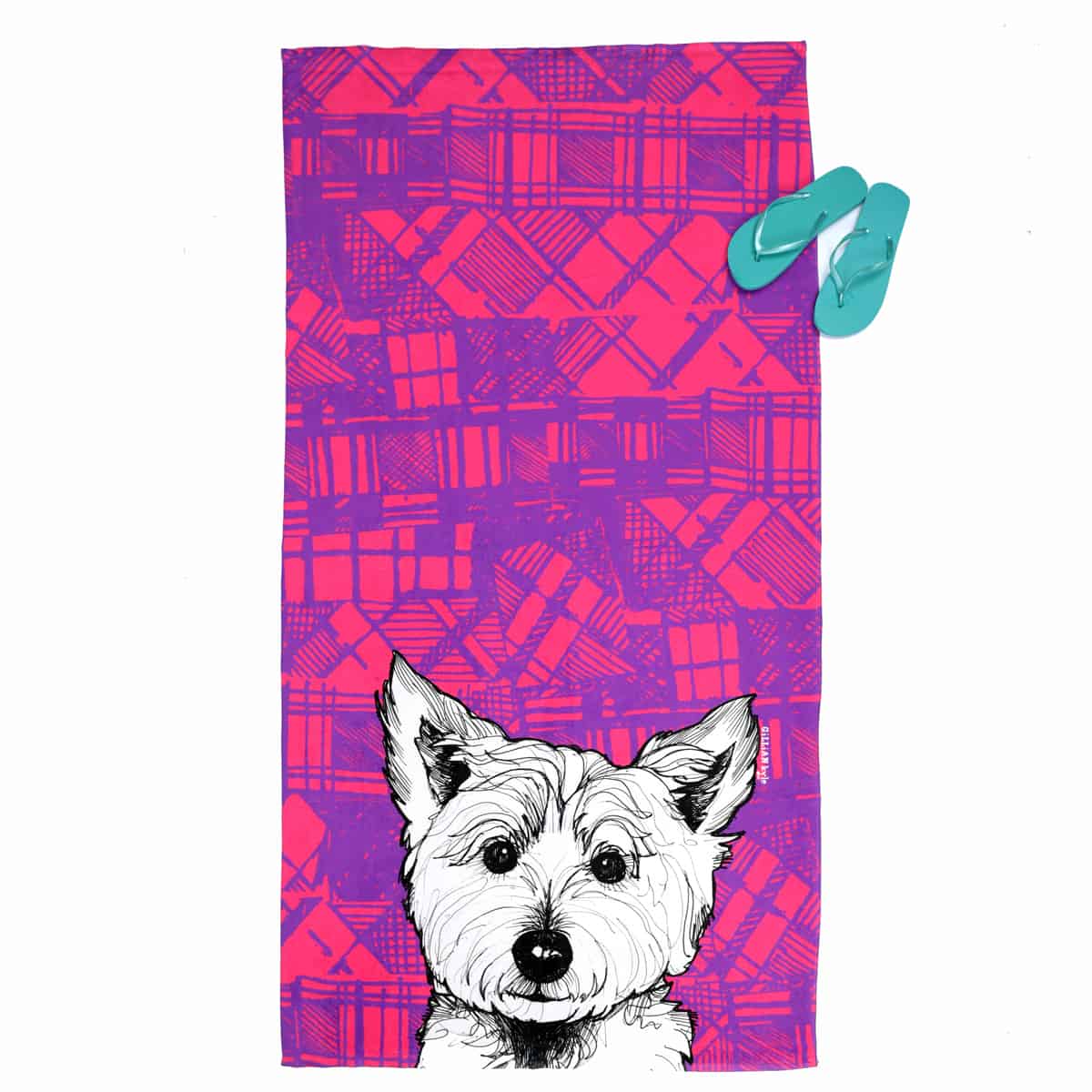 tartan-highland-westie-scottish-beach-towel-gillian-kyle