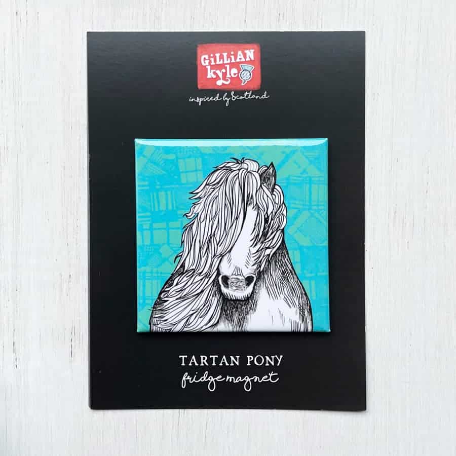 tartan-shetland-pony-fridge-magnet-gilliankyle
