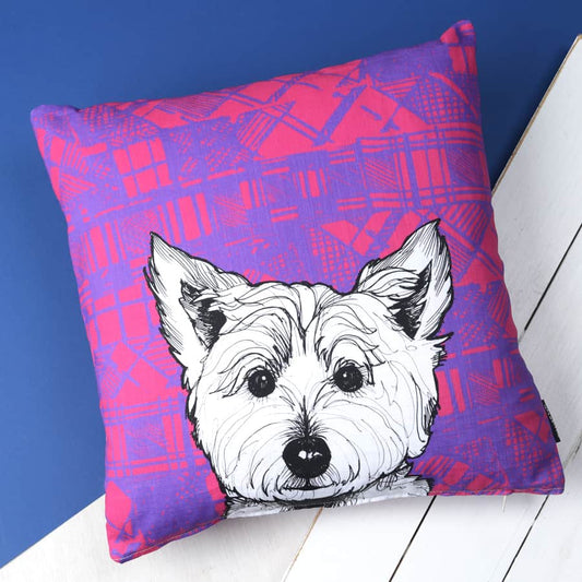 tartan-westie-cushion-scotland-map-celadon-front-gillian-kyle-scottish-artist