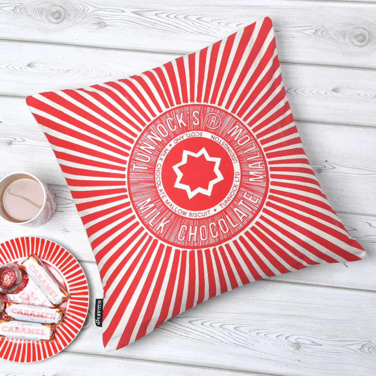 Tea Cake Rapper Officially licensed Tunnock's Tea Cake Wrapper Cushion by Gillian Kyle ...